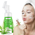 BYOTOUTY Aloe Vera Face Wash with Brush for Women And Men Moisturizing Face Wash Bubble Organic Aloe Foaming Facial Cleanser Gentle Face Cleanser for Deep Cleansing Makeup Remove